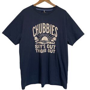 NWT Chubbies Mens T Shirt XL Navy Blue Sky's Out Thighs Out Graphic Tee